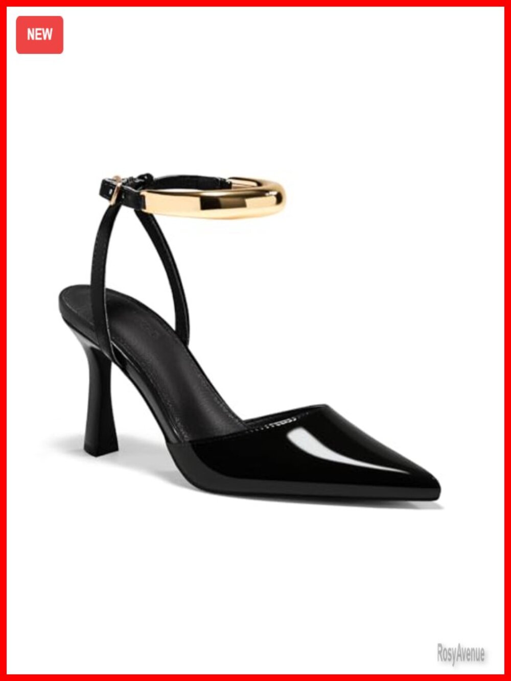 Coutgo Womens Strappy High Heels Closed Pointed Toe Pumps Ankle Strap Party